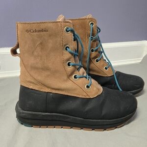 Columbia Women's Moritza Omni-Heat Winter Boots Tan Teal Black Women's Size 10